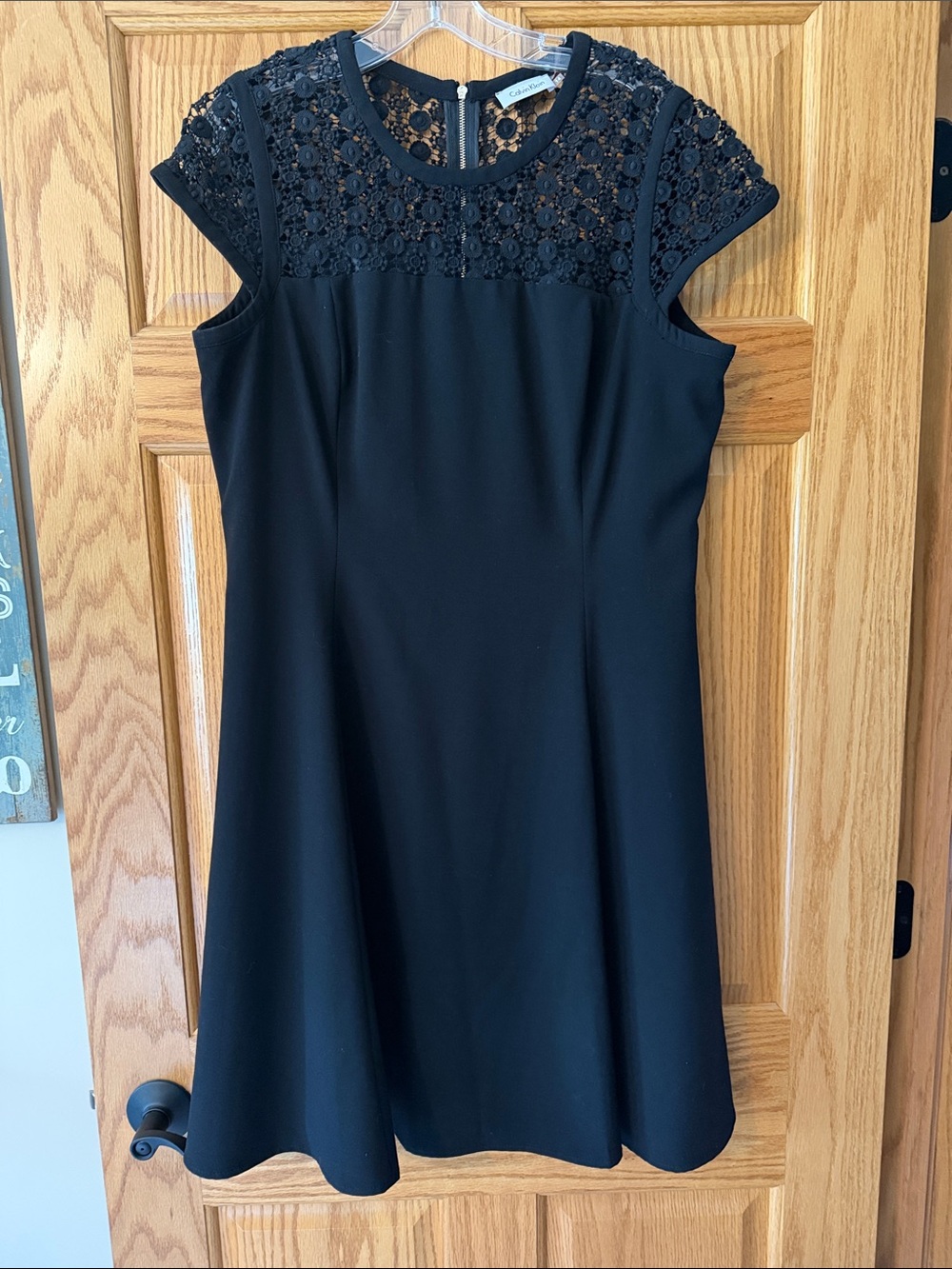 Calvin Klein Black Lace Yoke Midi Dress
